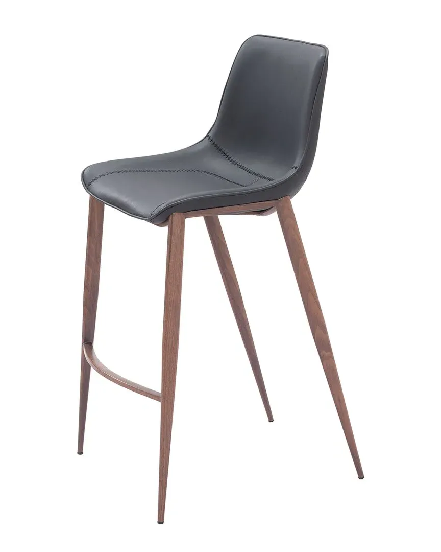 Magnus Set of 2 Barstools - Black, Walnut image