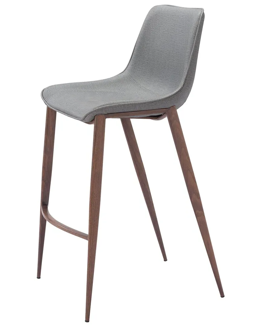Magnus Set of 2 Barstools - Slate Gray, Walnut