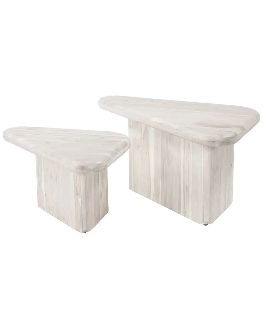 Navidic 2pc Coffee Table Set - Natural Bleached, Acacia Wood
