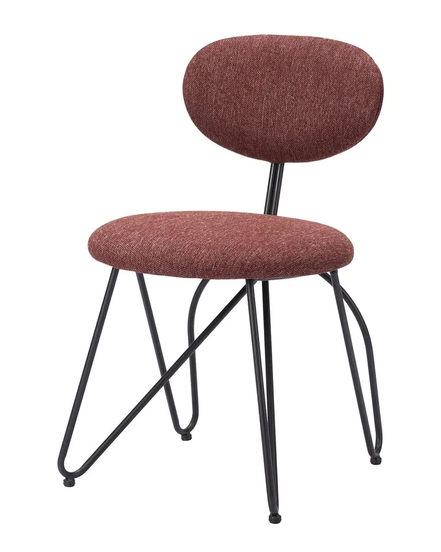 Novi Set of 2 Dining Chairs - Maroon Brown, Teddy Fabric