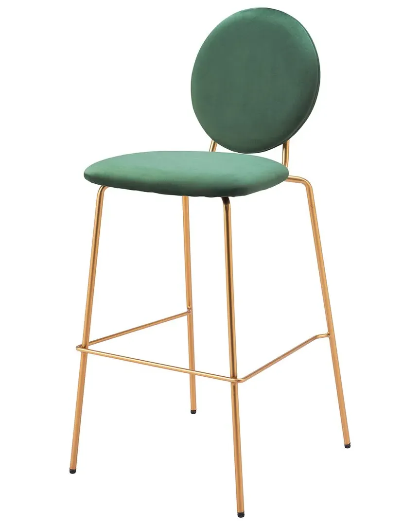 Odessa Set of 2 Bar Stools - Green, Velvet