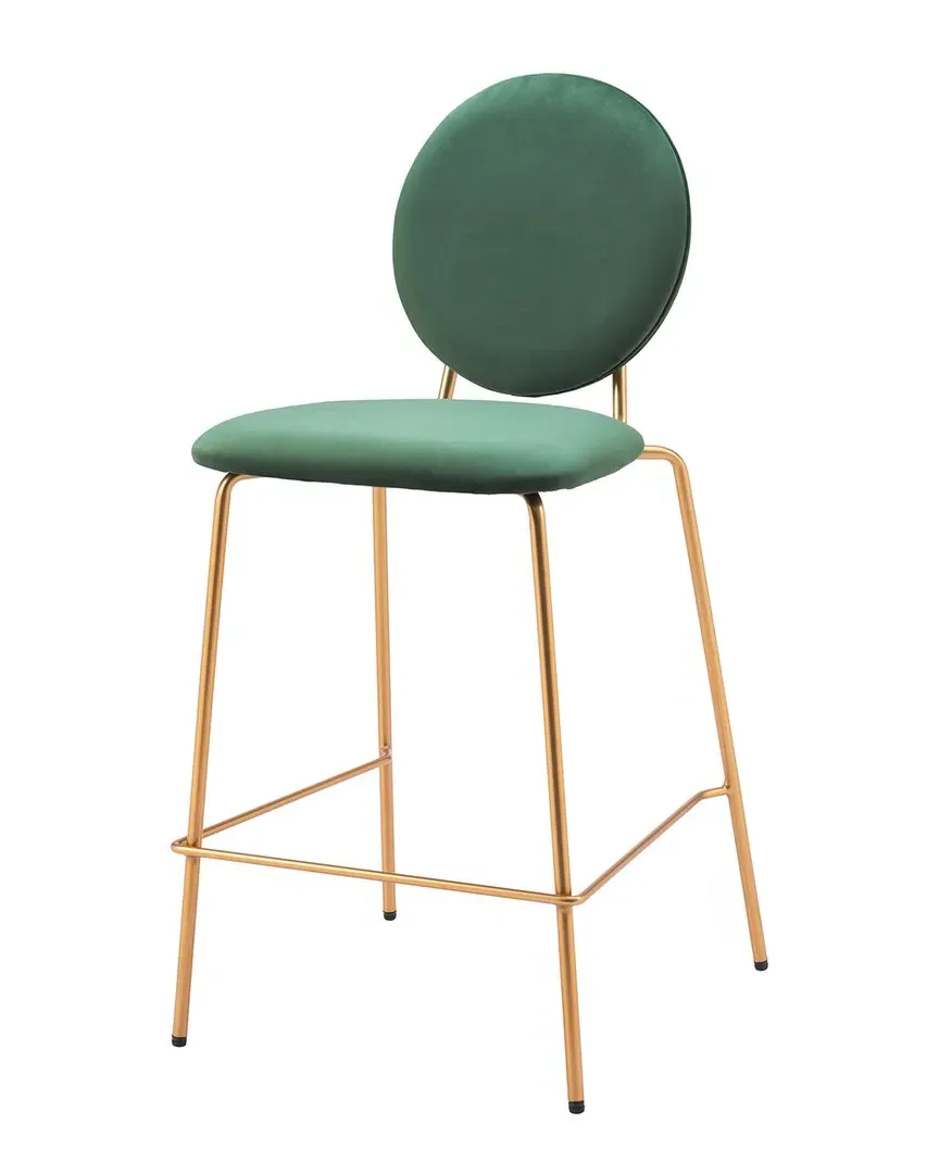 Odessa Set of 2 Counter Stools - Green, Velvet