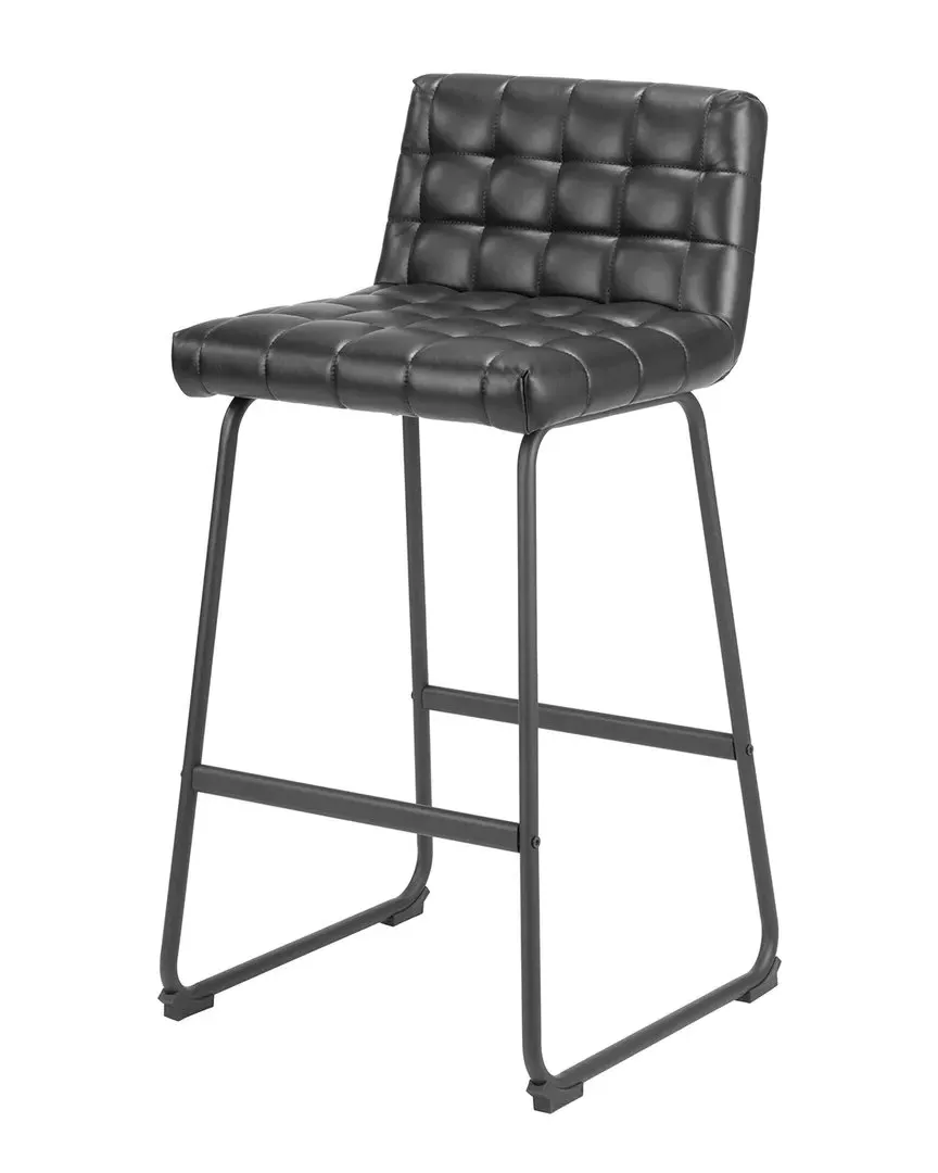 Pago Set of 2 Barstools - Black, Vinyl