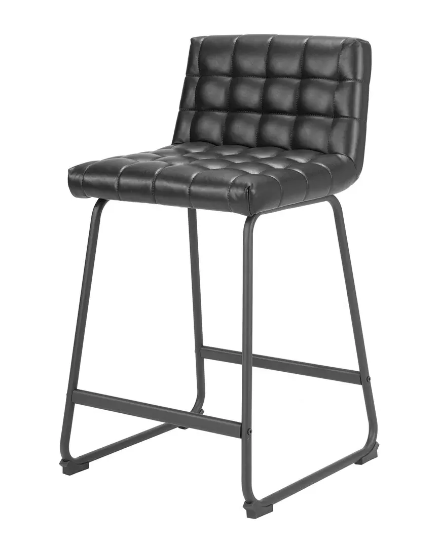 Pago Set of 2 Counter Stools - Black, Vinyl