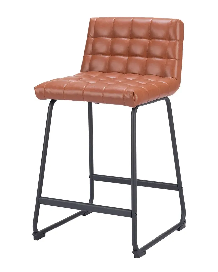 Pago Set of 2 Counter Stools - Brown, Vinyl