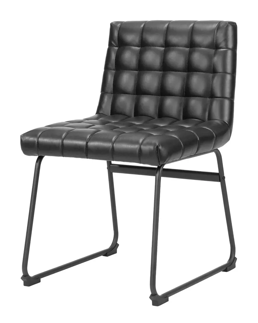 Pago Set of 2 Dining Chairs - Black, Vinyl