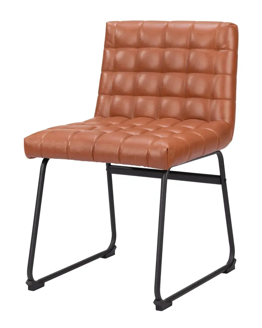 Pago Set of 2 Dining Chairs - Brown, Vinyl