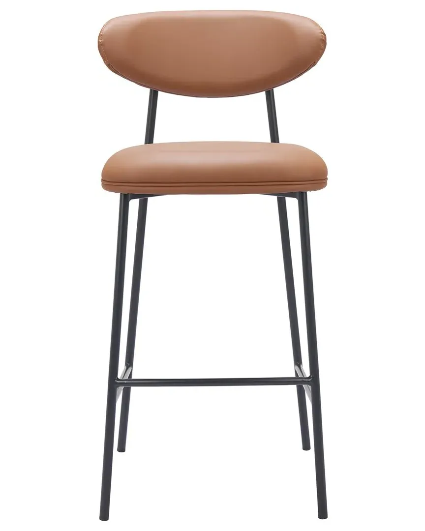 Rorun Set of 2 Barstools - Brown, Vinyl