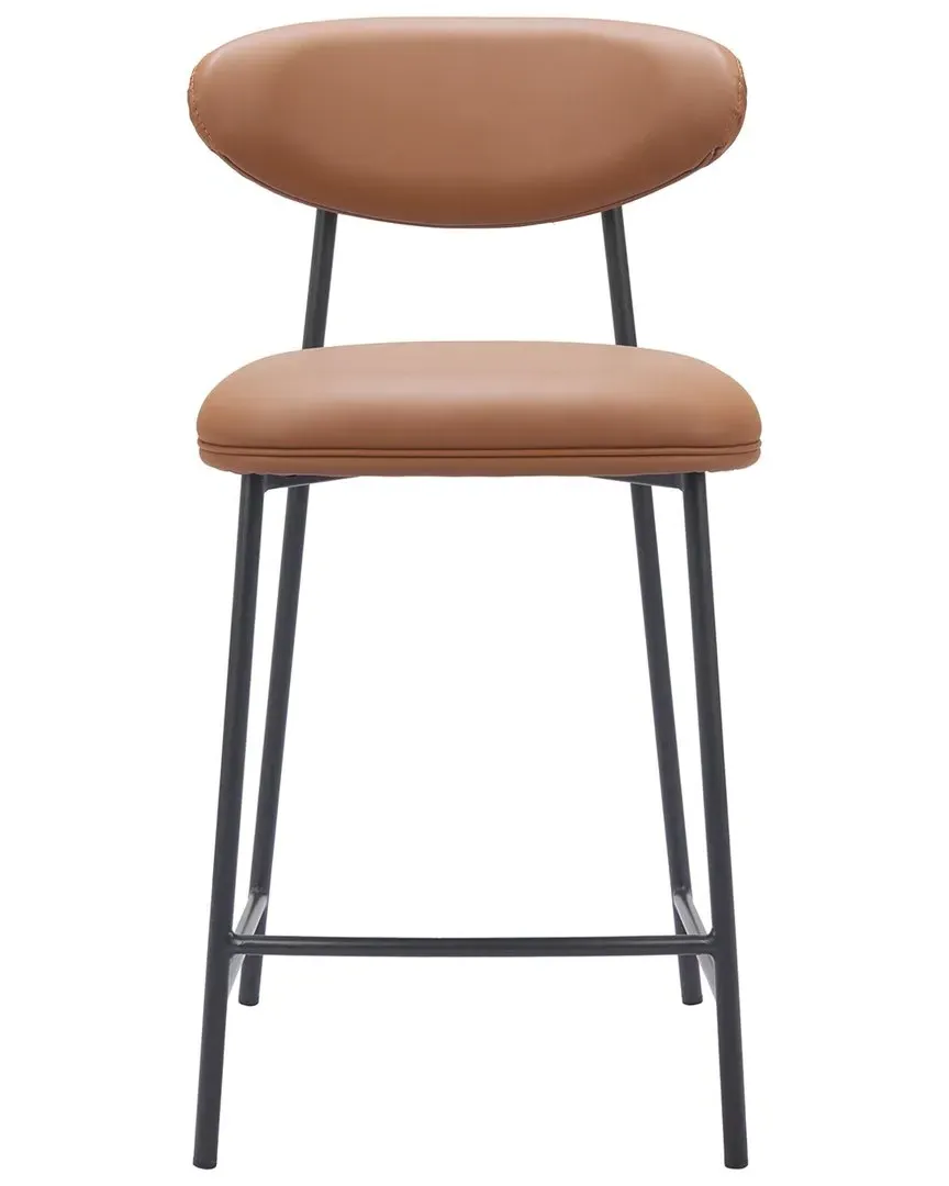 Rorun Set of 2 Counter Stools - Brown, Vinyl