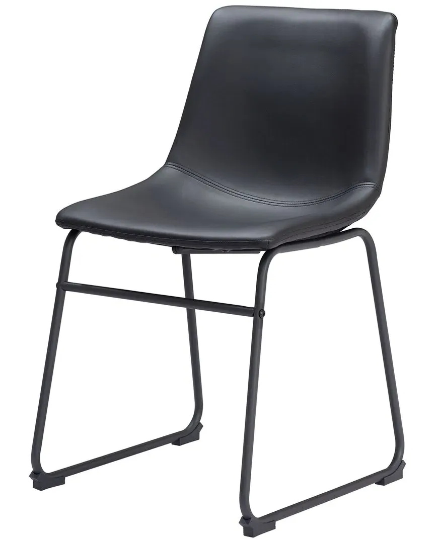 Set of 2 Smart Dining Chair - Black, Faux Leather image