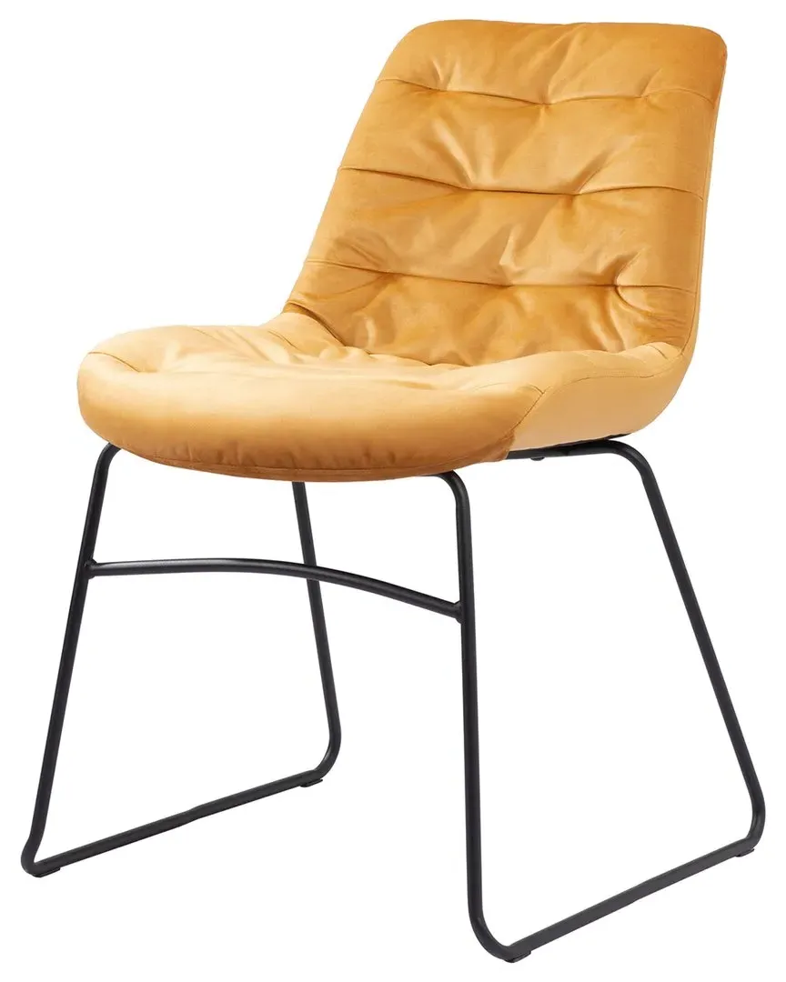 Tammy Set of 2 Dining Chairs - Yellow, Velvet