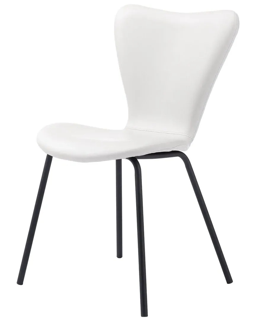 Torlo Set of 2 Dining Chairs - White, Faux Leather