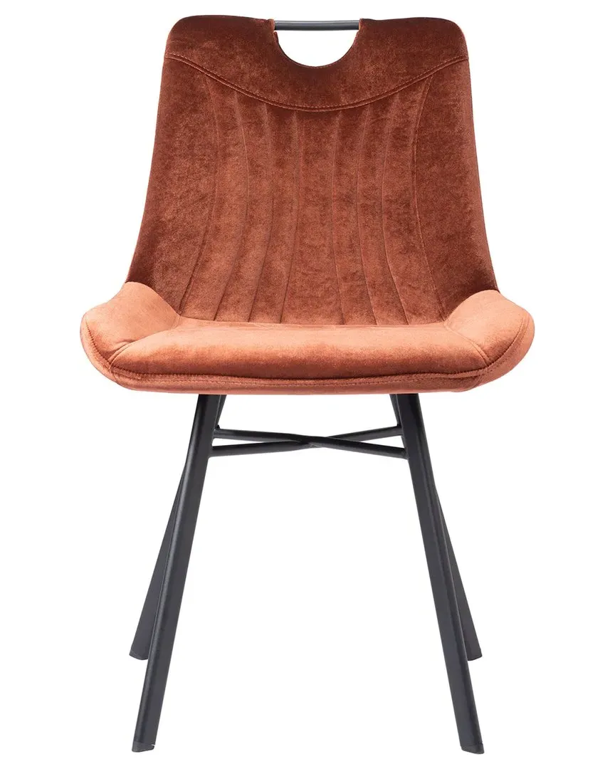 Tyler Set of 2 Dining Chairs - Brown, Velvet