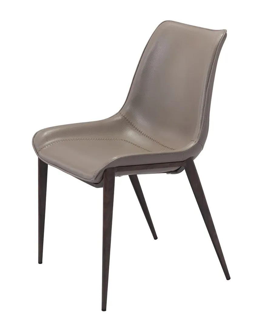 Zuo Set of 2 Magnus Dining Chairs - Gray, Faux Leather image