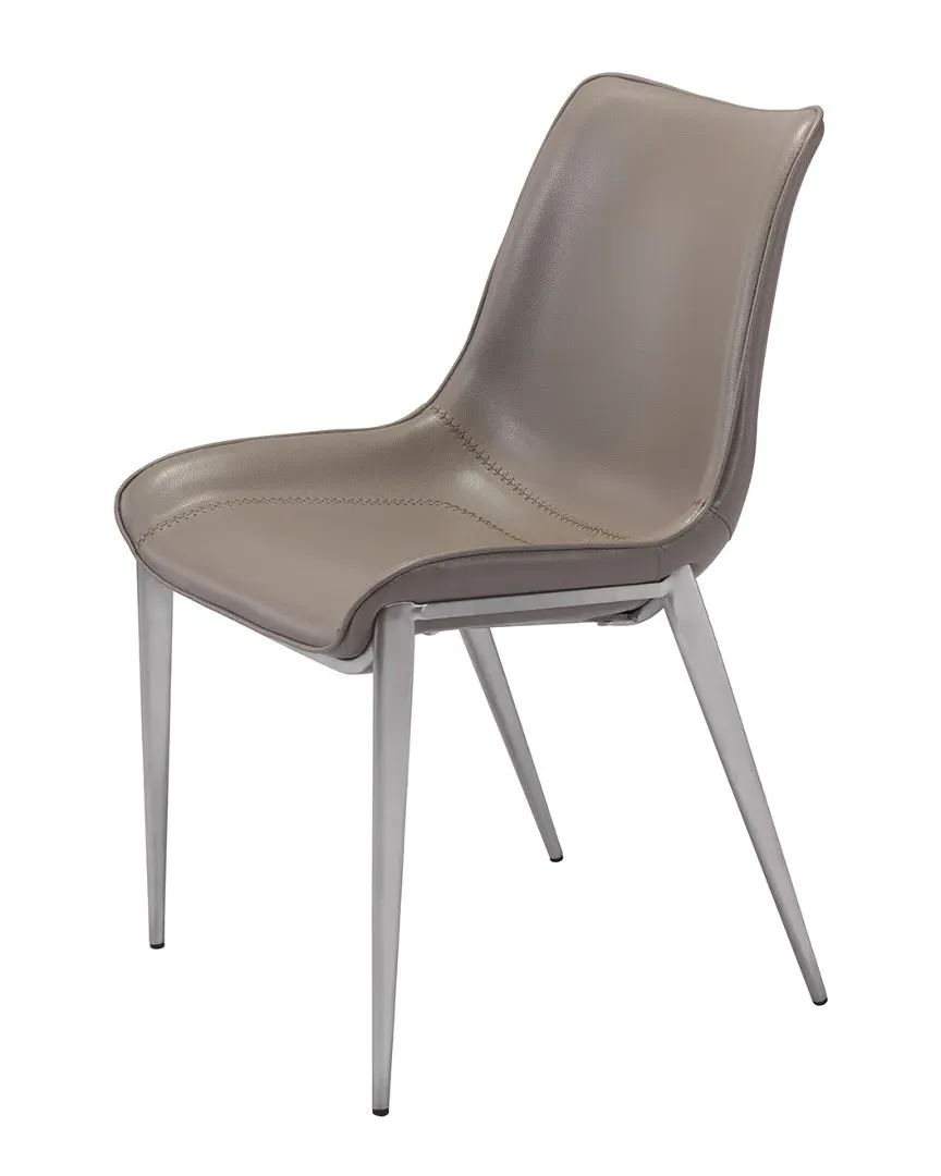 Zuo Set of 2 Magnus Dining Chairs - Gray, Faux Leather