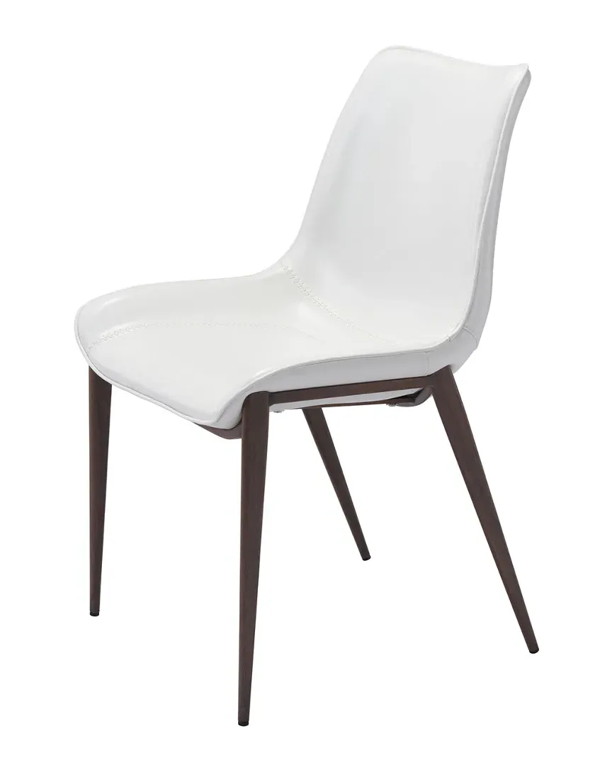 Zuo Set of 2 Magnus Dining Chairs - White, Faux Leather