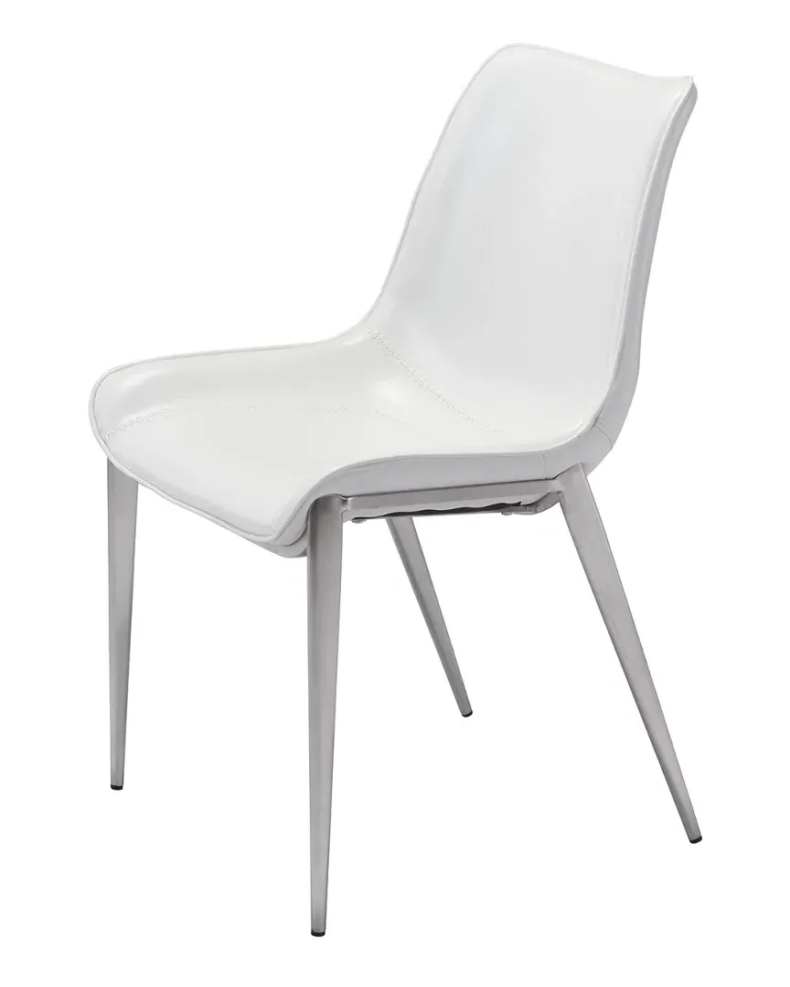 Zuo Set of 2 Magnus Dining Chairs - White, Faux Leather