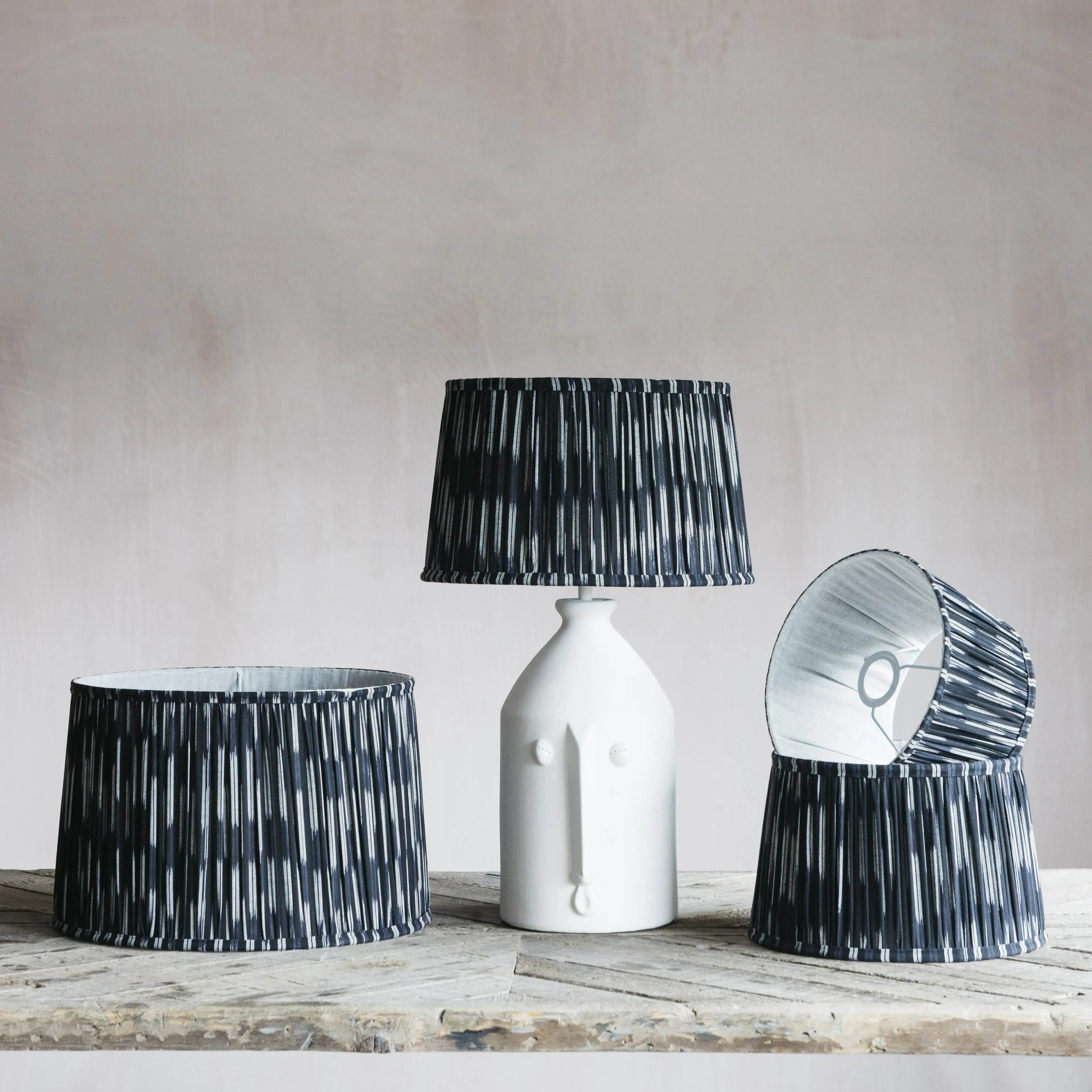 10" Navy Pleated Ikat Lamp Shade - Navy image