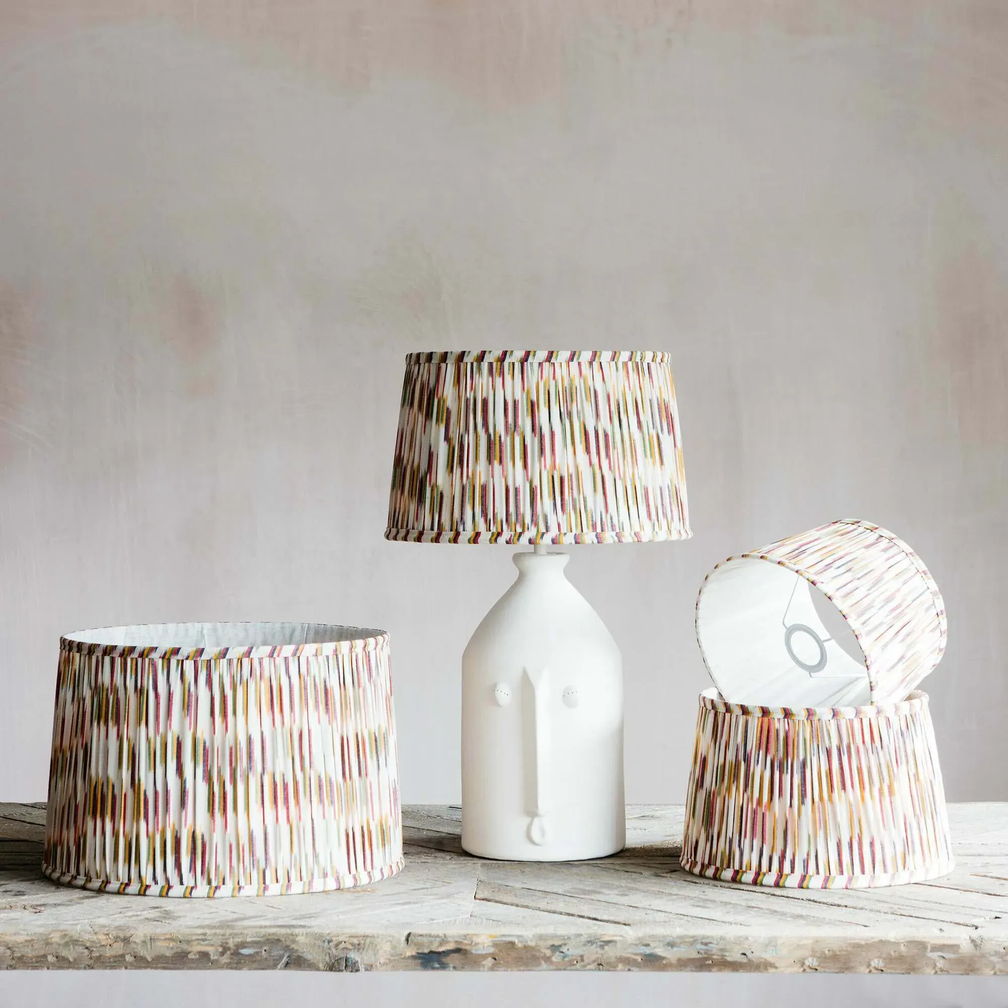 10" Rainbow Pleated Ikat Lamp Shade - Multicoloured