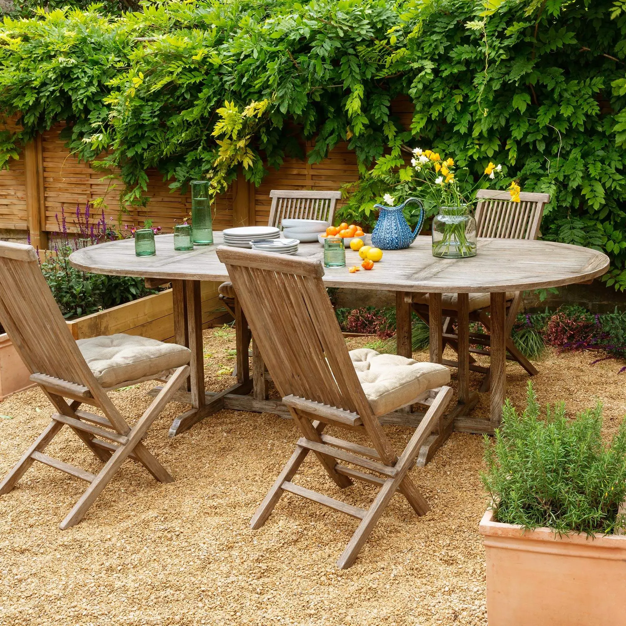 10 Seater Garden Table - Grey, Teak