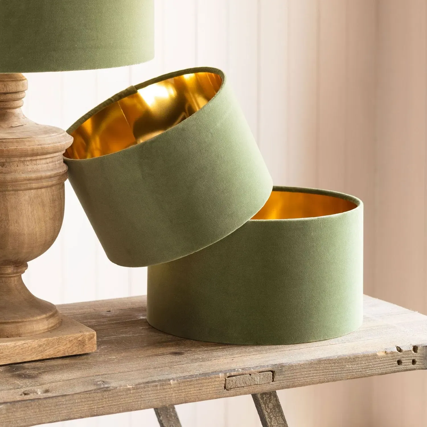 12 inch Lamp Shade - Winter Moss, Velvet