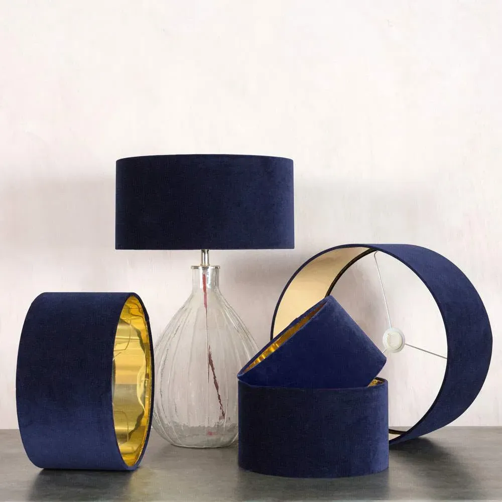 12" Velvet Lamp Shade - Midnight, Cotton