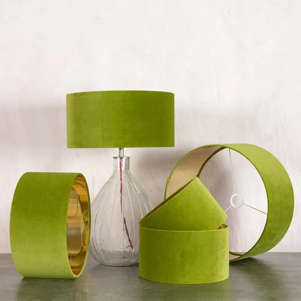 12" Velvet Lamp Shade - Pistachio Green, Cotton
