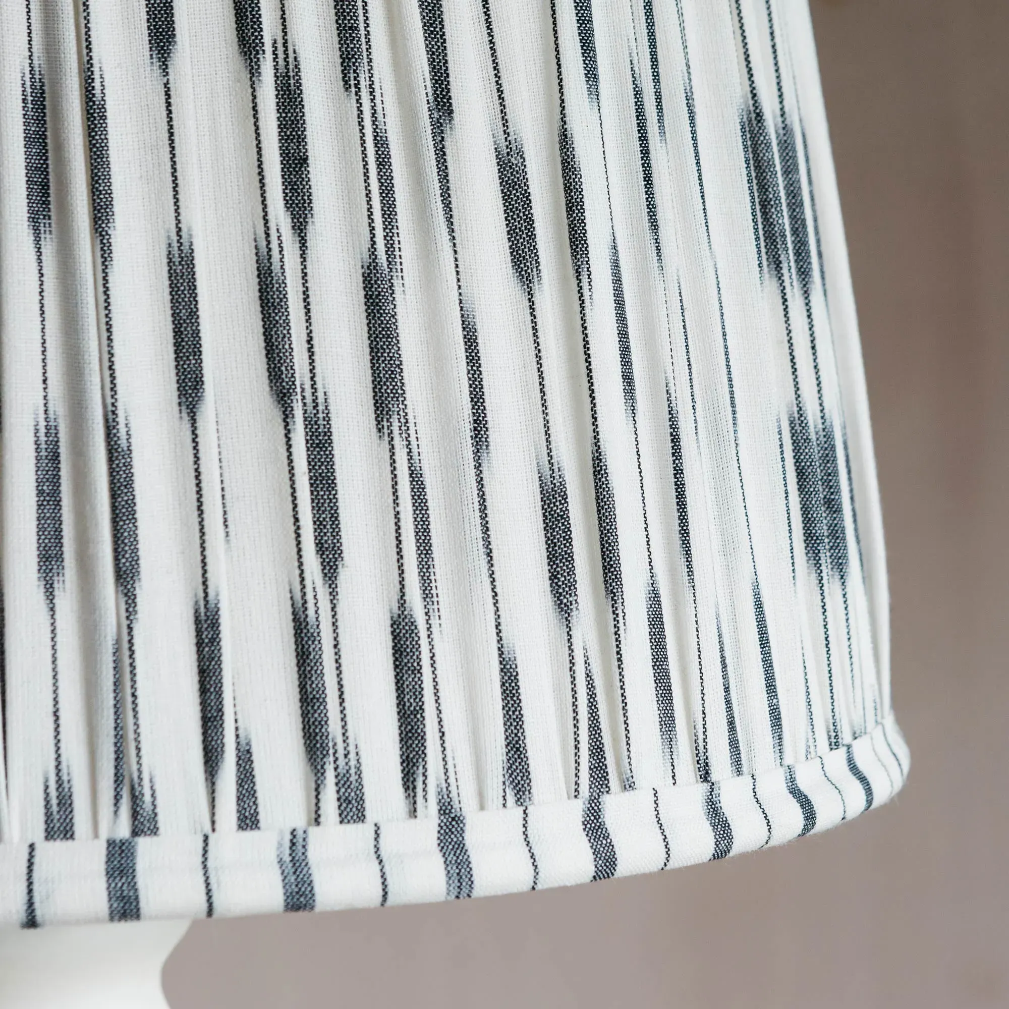 12" White Pleated Ikat Lamp Shade - White, Fabric