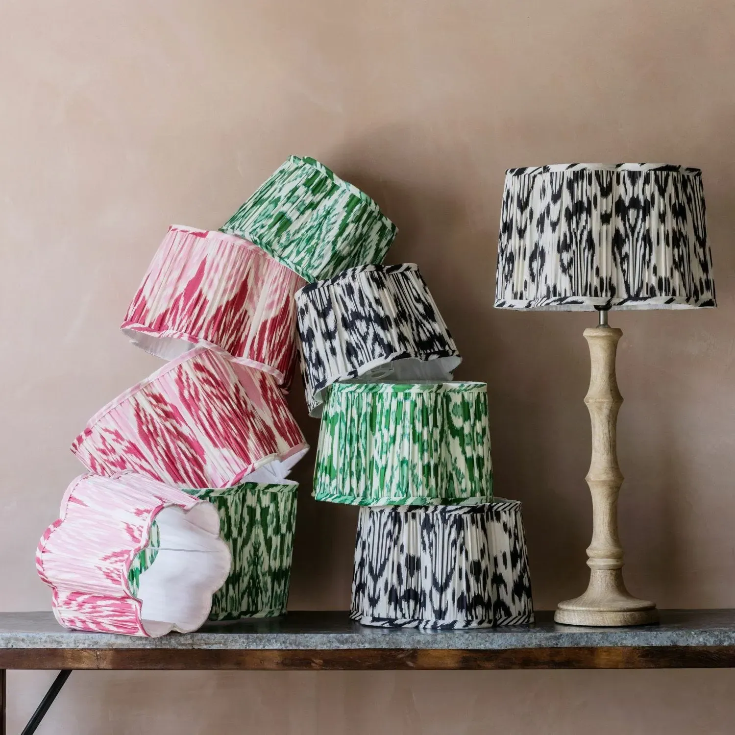 14" Ikat Flower Empire Lamp Shade - Pink, Cotton