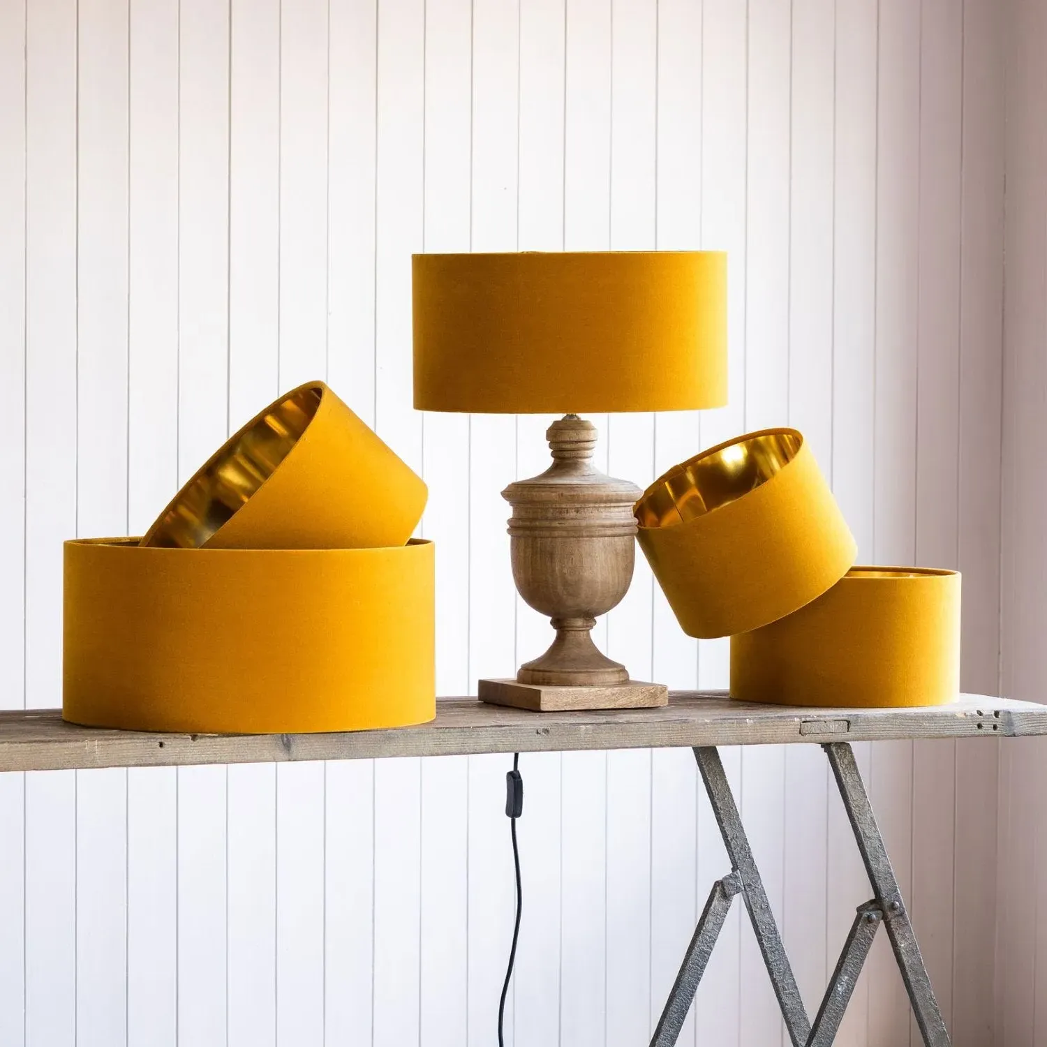 14 inch Maize Velvet Lamp Shade - Yellow image