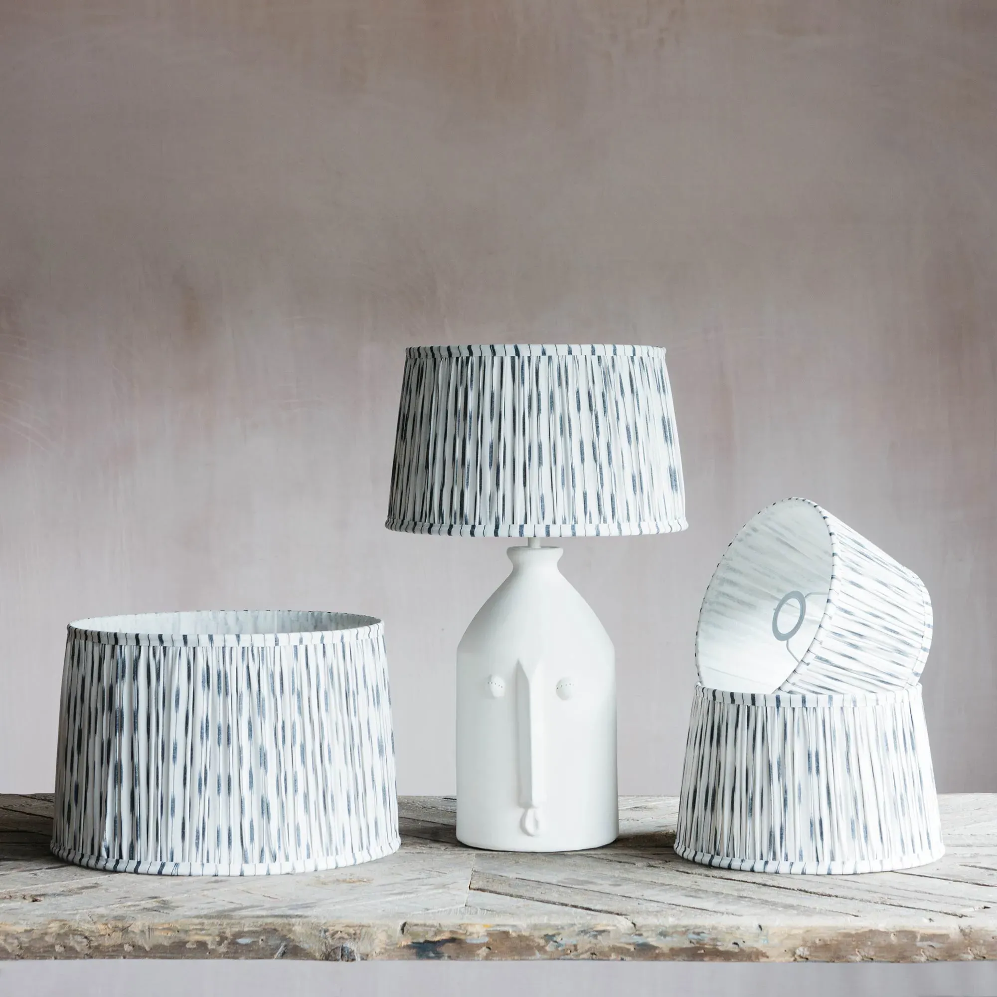 14" Pleated Ikat Lamp Shade - White