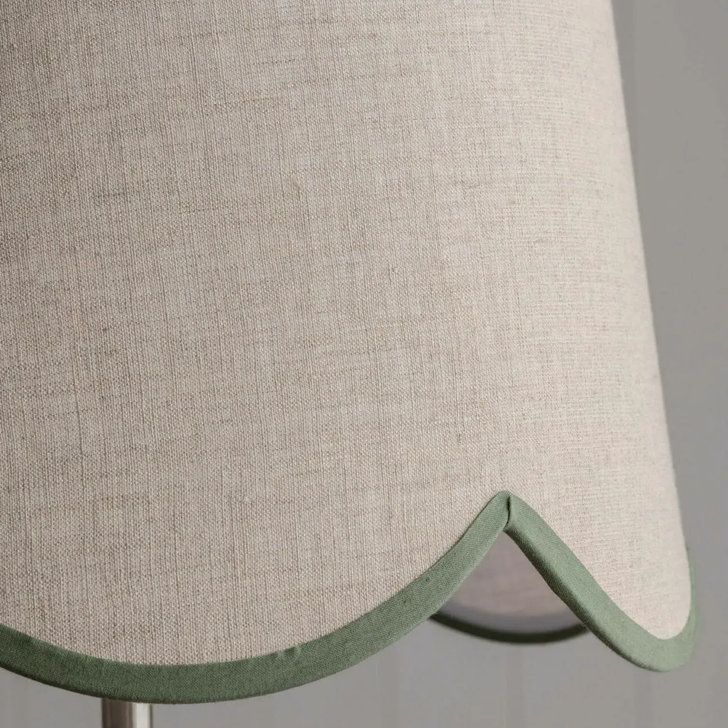 14" Woodland Green Scallop Lamp Shade - Green, Linen