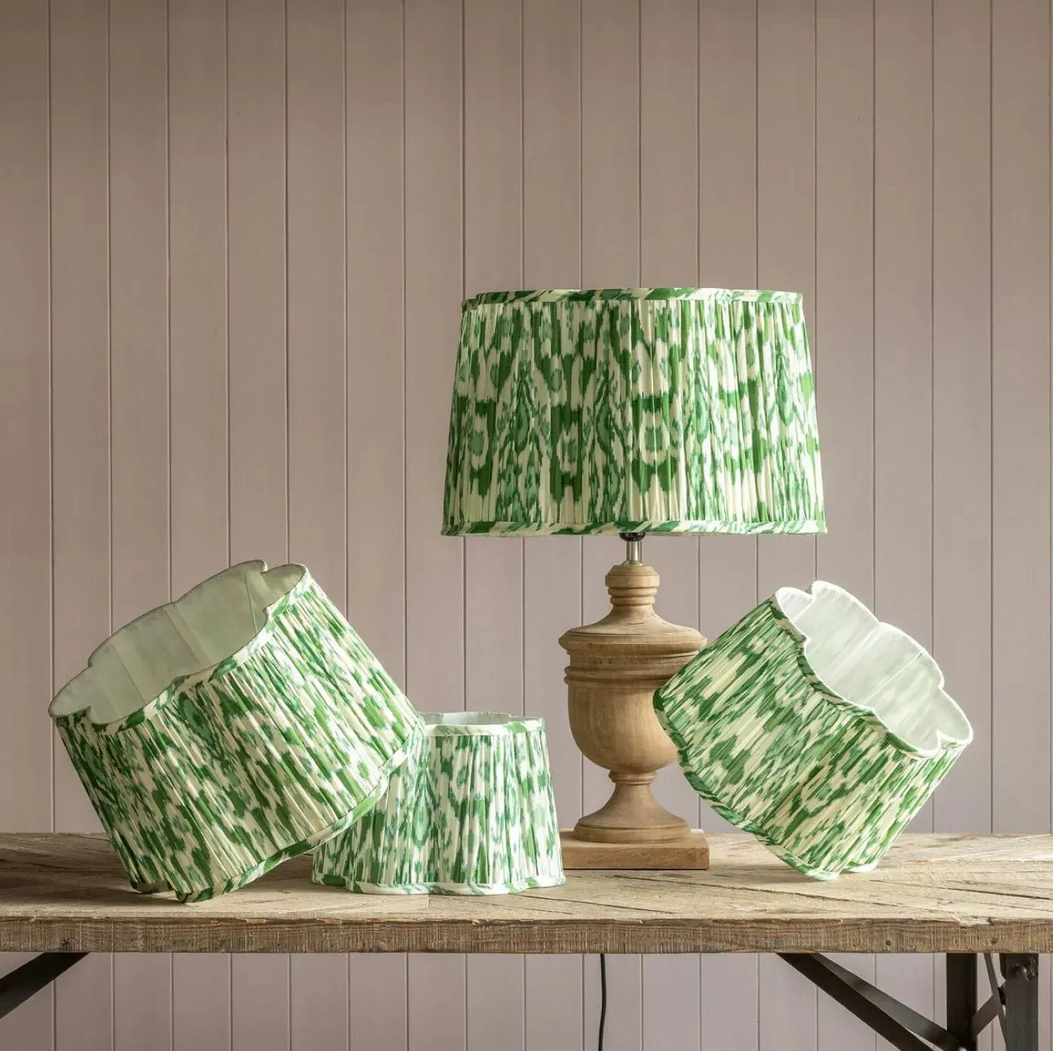 16" Green Ikat Flower Empire Lamp Shade - Green, Cotton