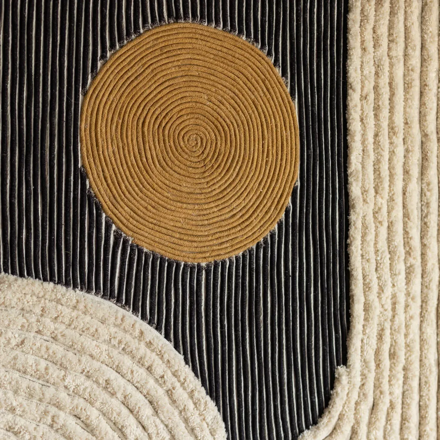 Abstract Jute Wall Art - Black and White