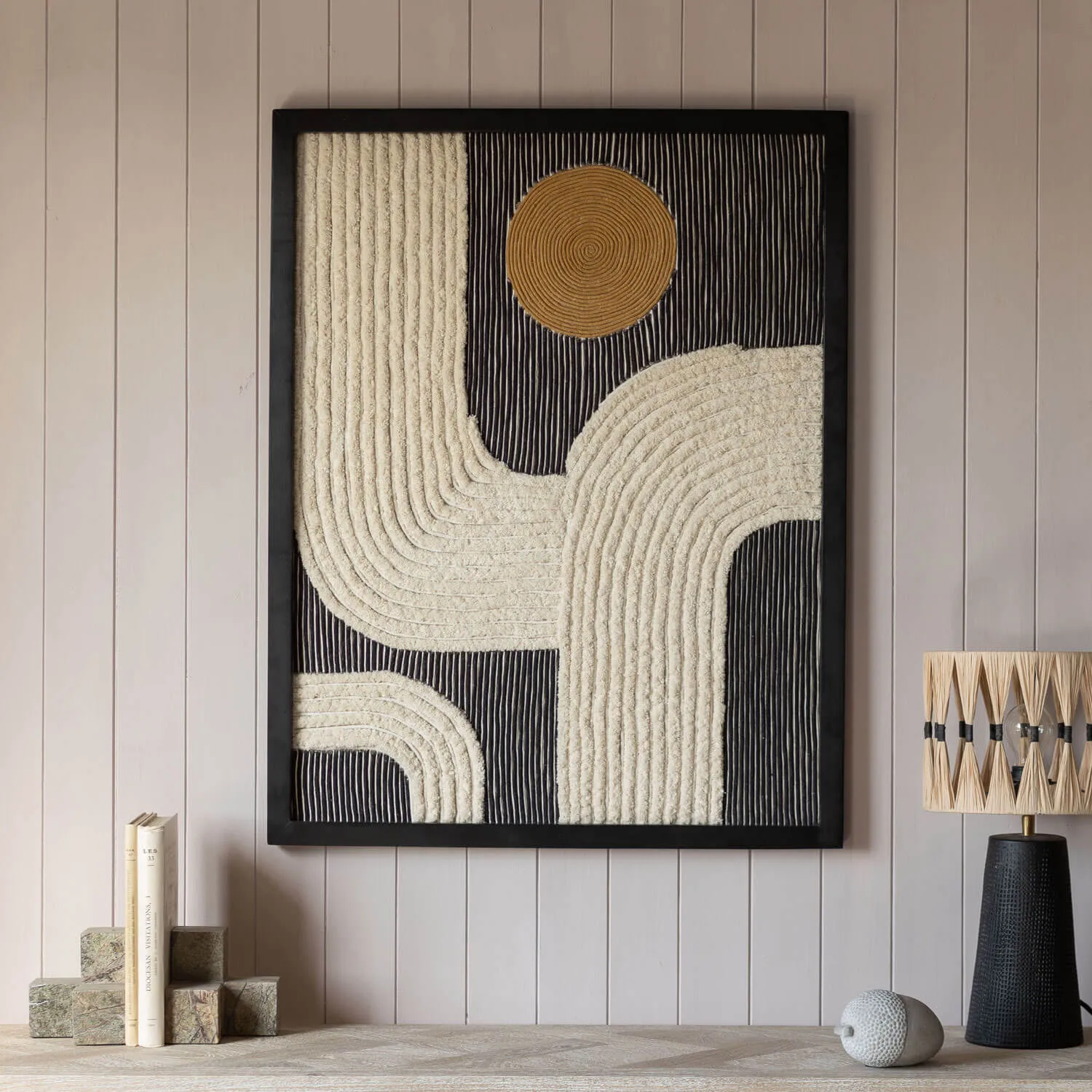 Abstract Jute Wall Art - Black and White image