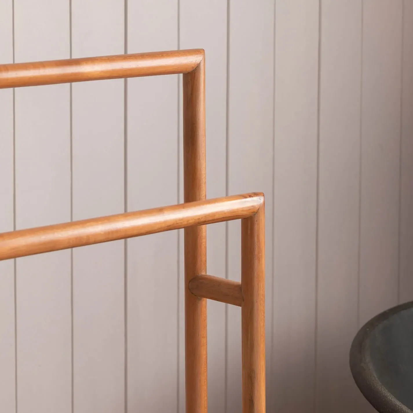 Acacia Wooden Towel Stand - Golden, Acacia Wood