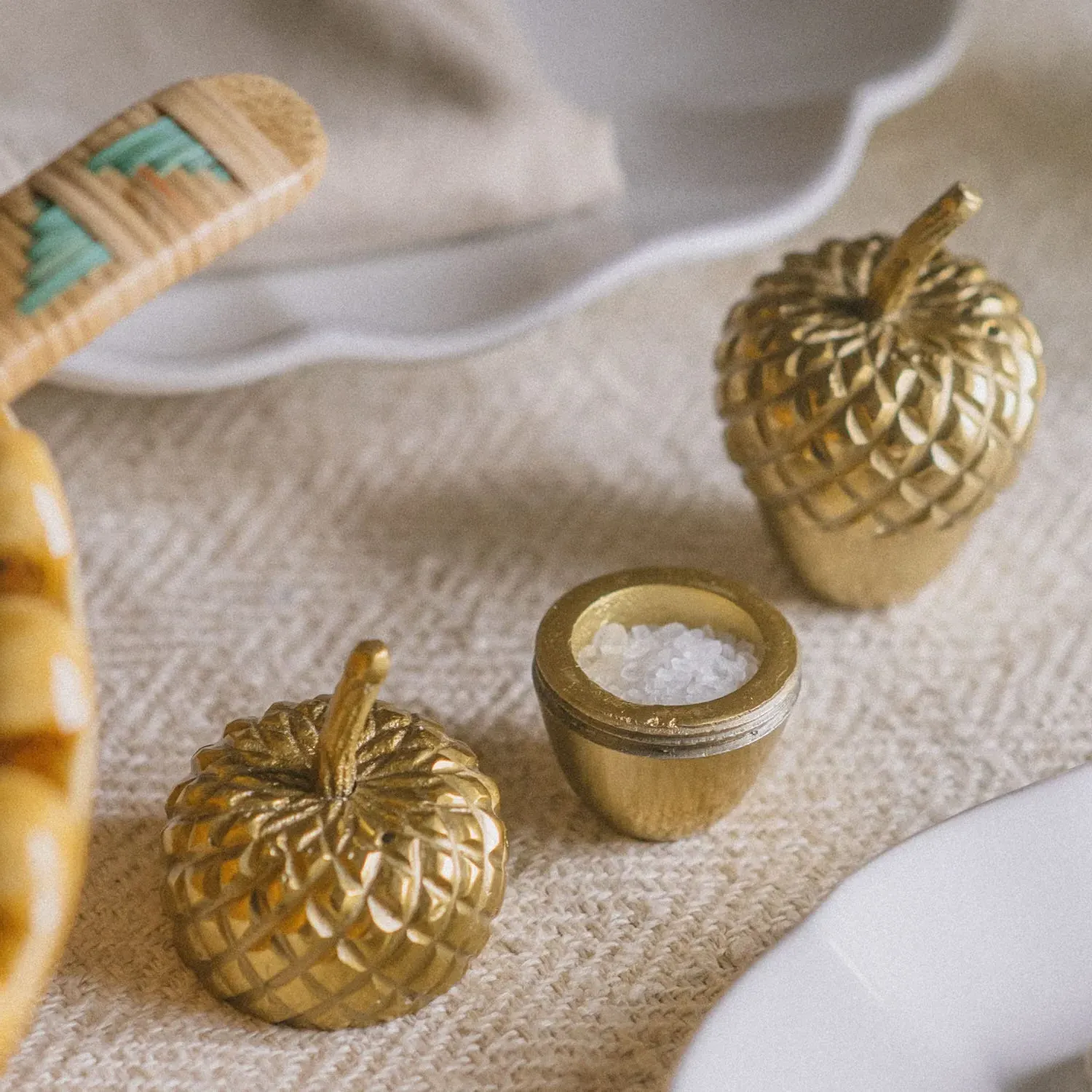 Acorn Salt & Pepper Set - Gold, Brass