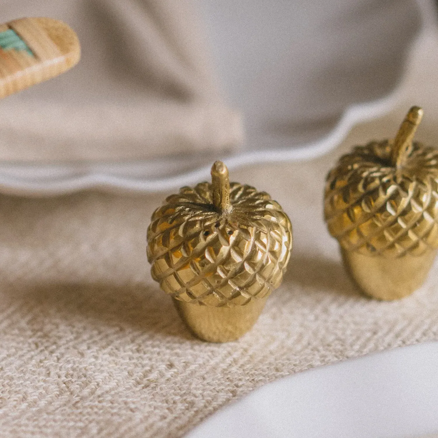 Acorn Salt & Pepper Set - Gold, Brass