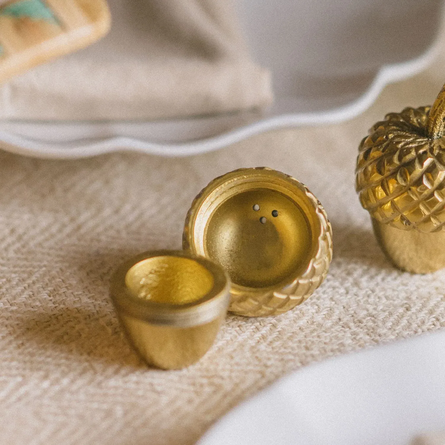 Acorn Salt & Pepper Set - Gold, Brass