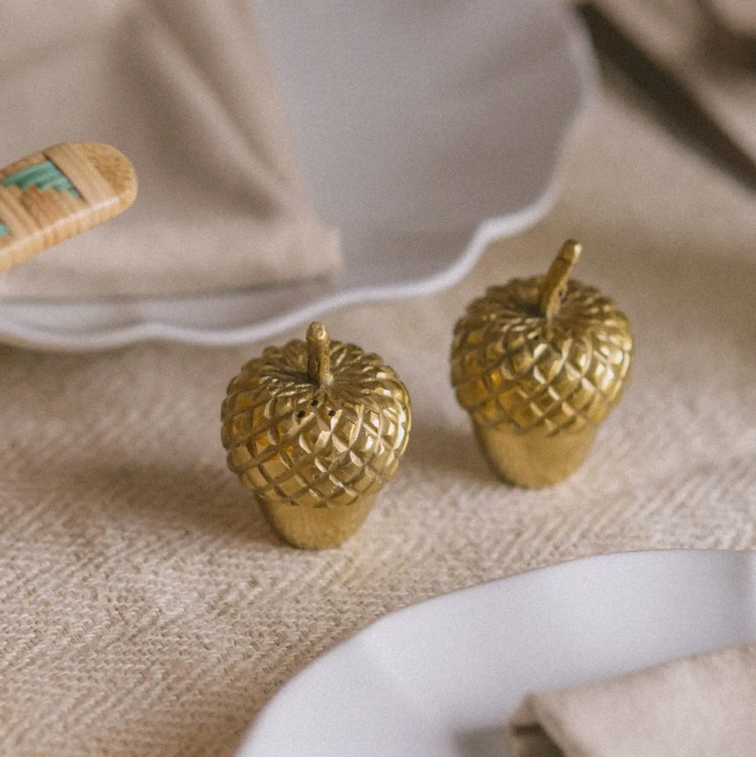 Acorn Salt & Pepper Set - Gold, Brass image