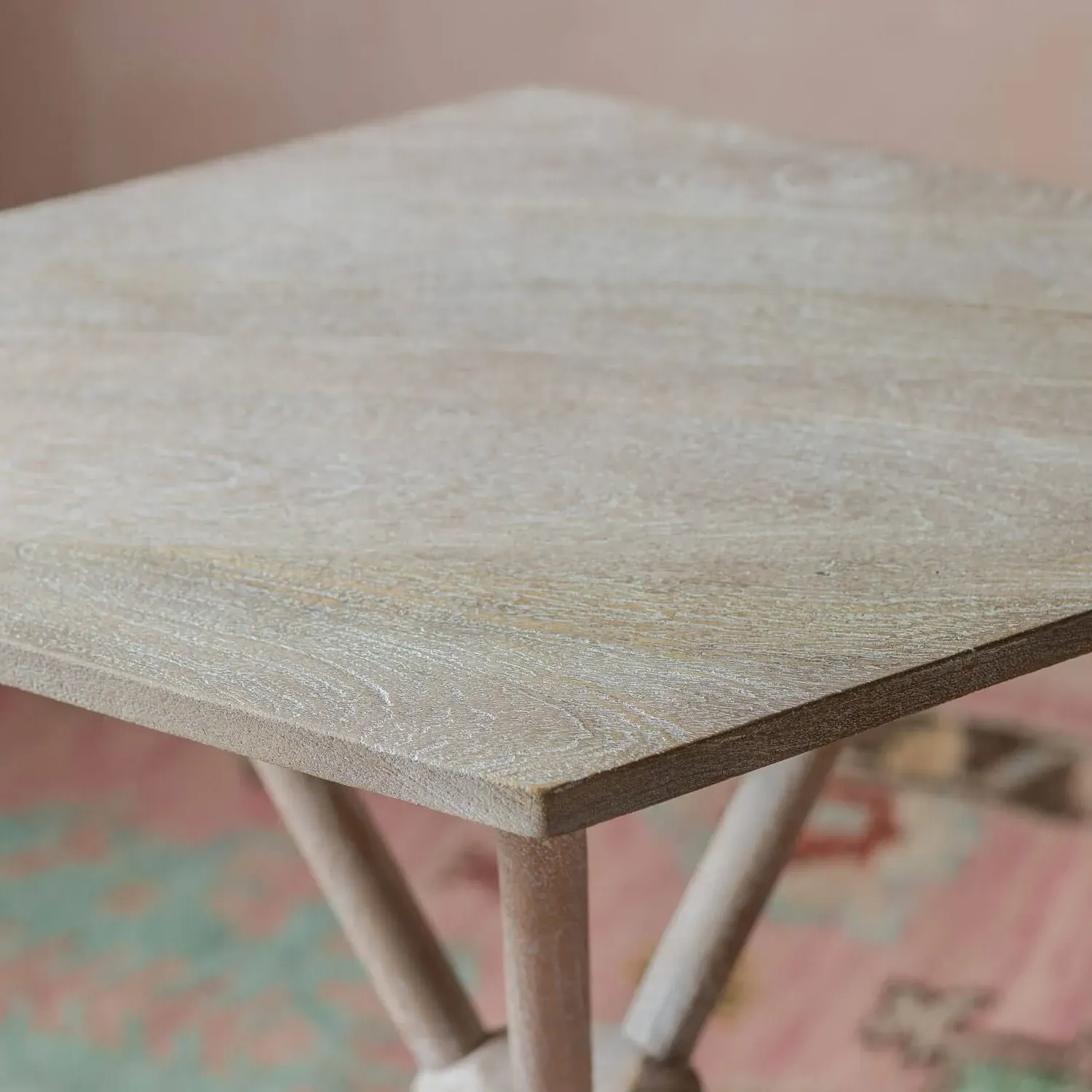 Adela Hexagonal Side Table - Whitewash, Mango Wood
