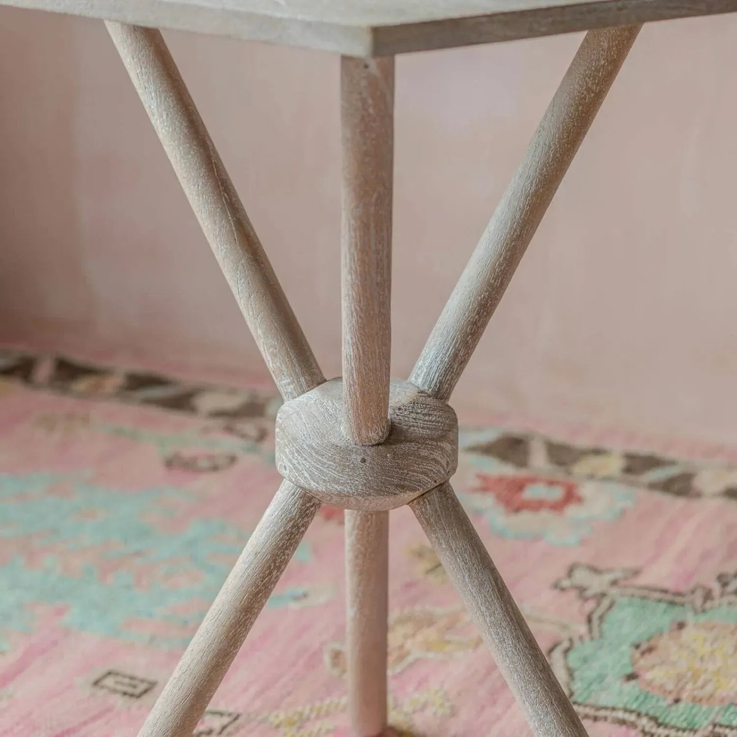 Adela Hexagonal Side Table - Whitewash, Mango Wood