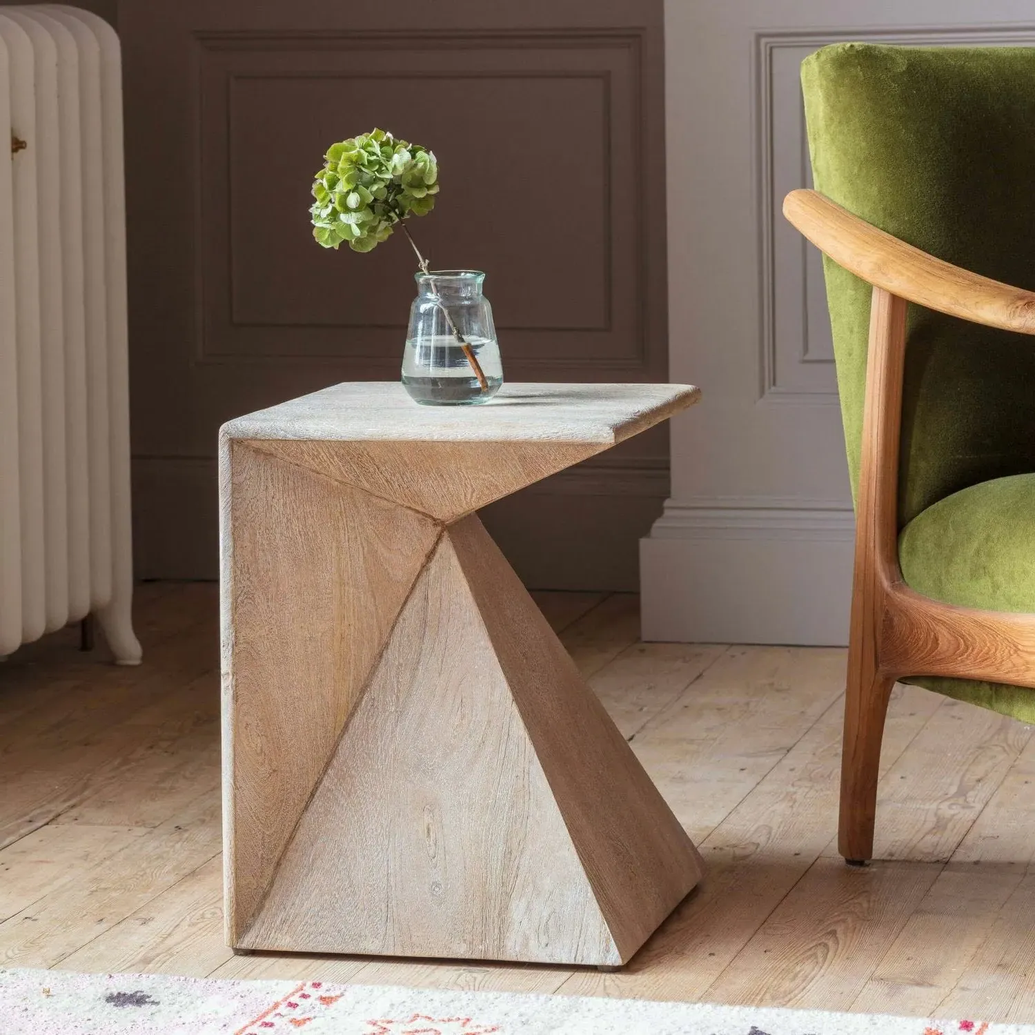 Alani Side Table - White Wash, Mango Wood