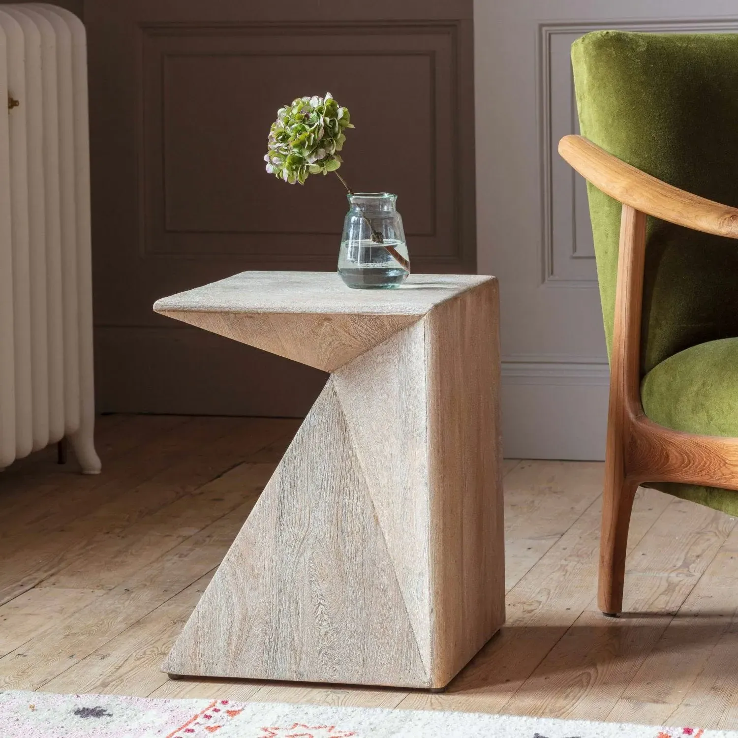 Alani Side Table - White Wash, Mango Wood