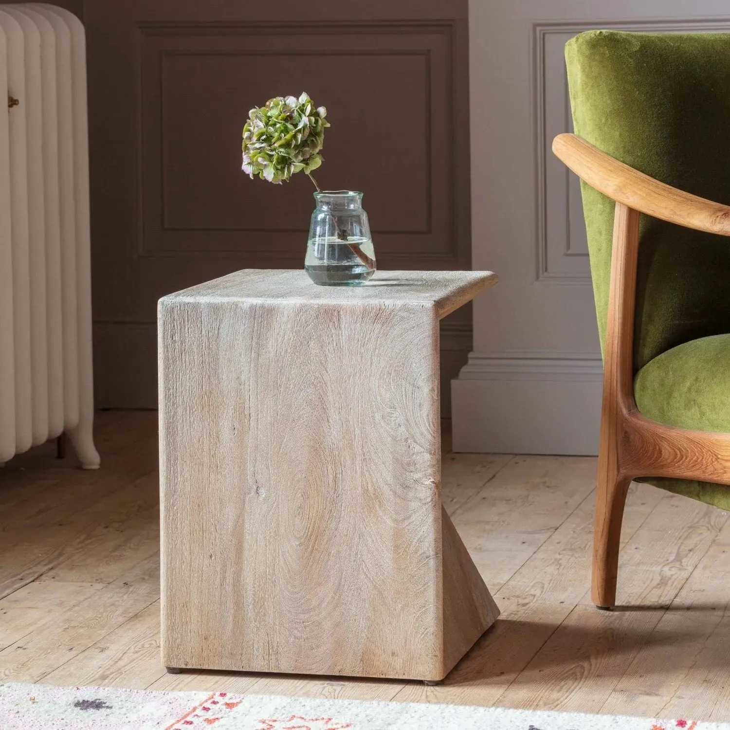 Alani Side Table - White Wash, Mango Wood