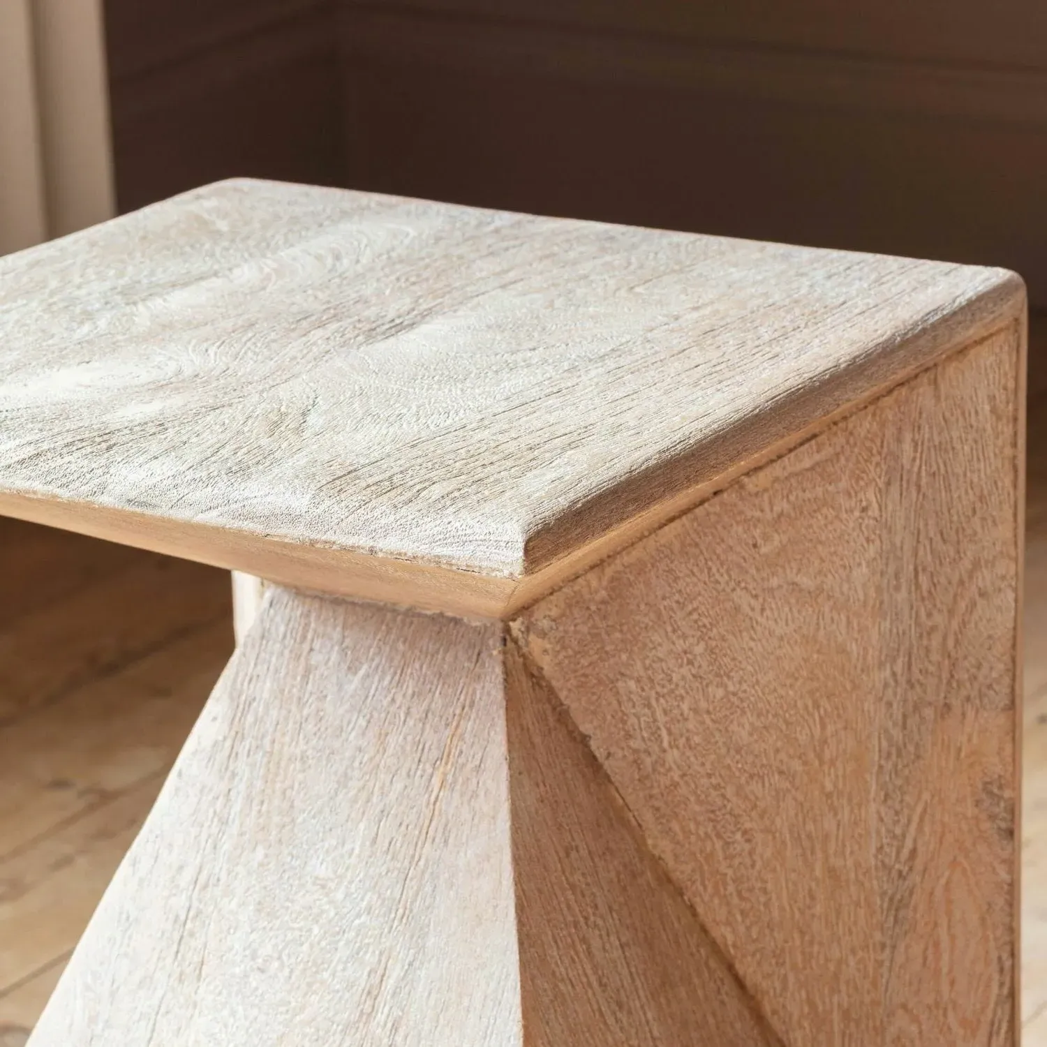 Alani Side Table - White Wash, Mango Wood