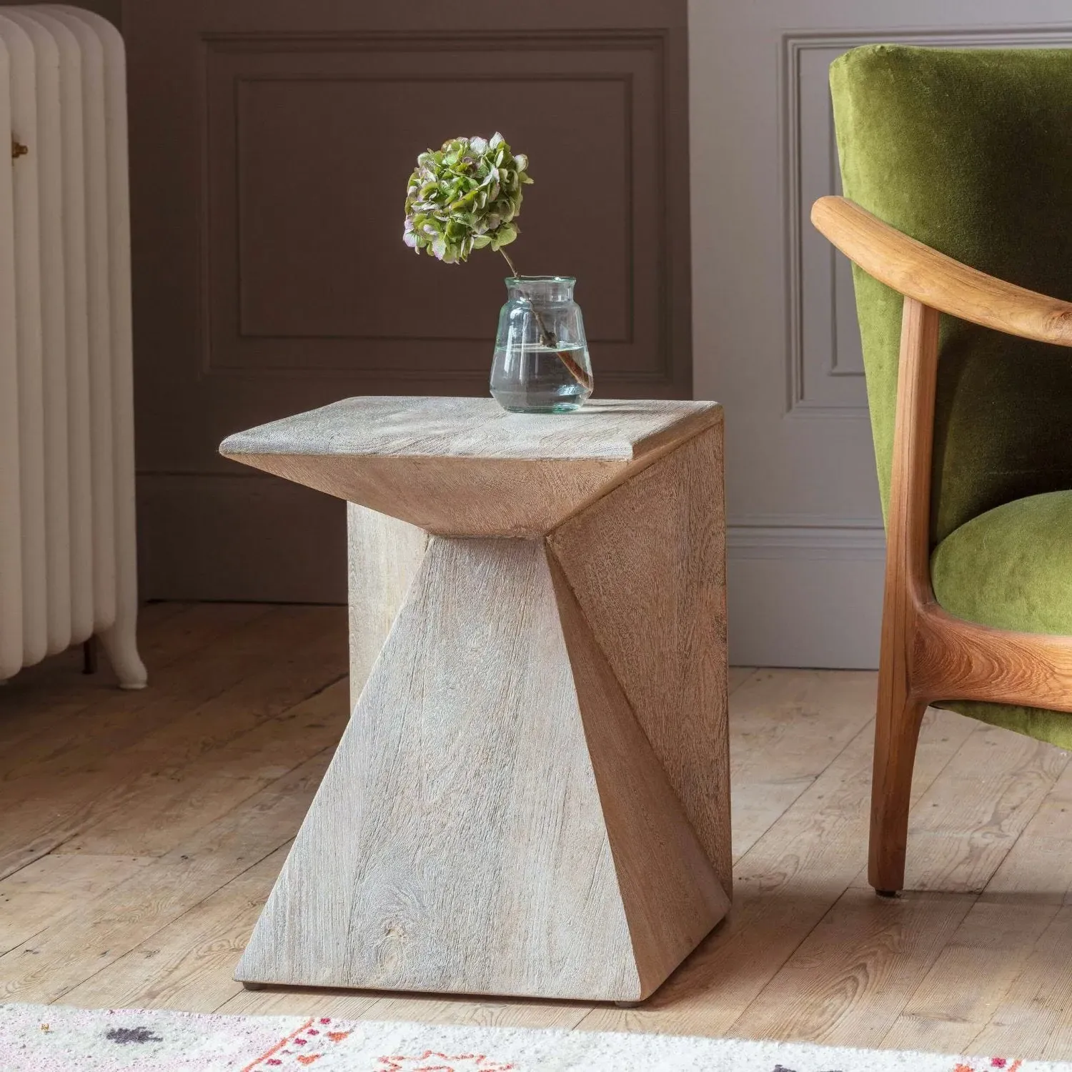 Alani Side Table - White Wash, Mango Wood