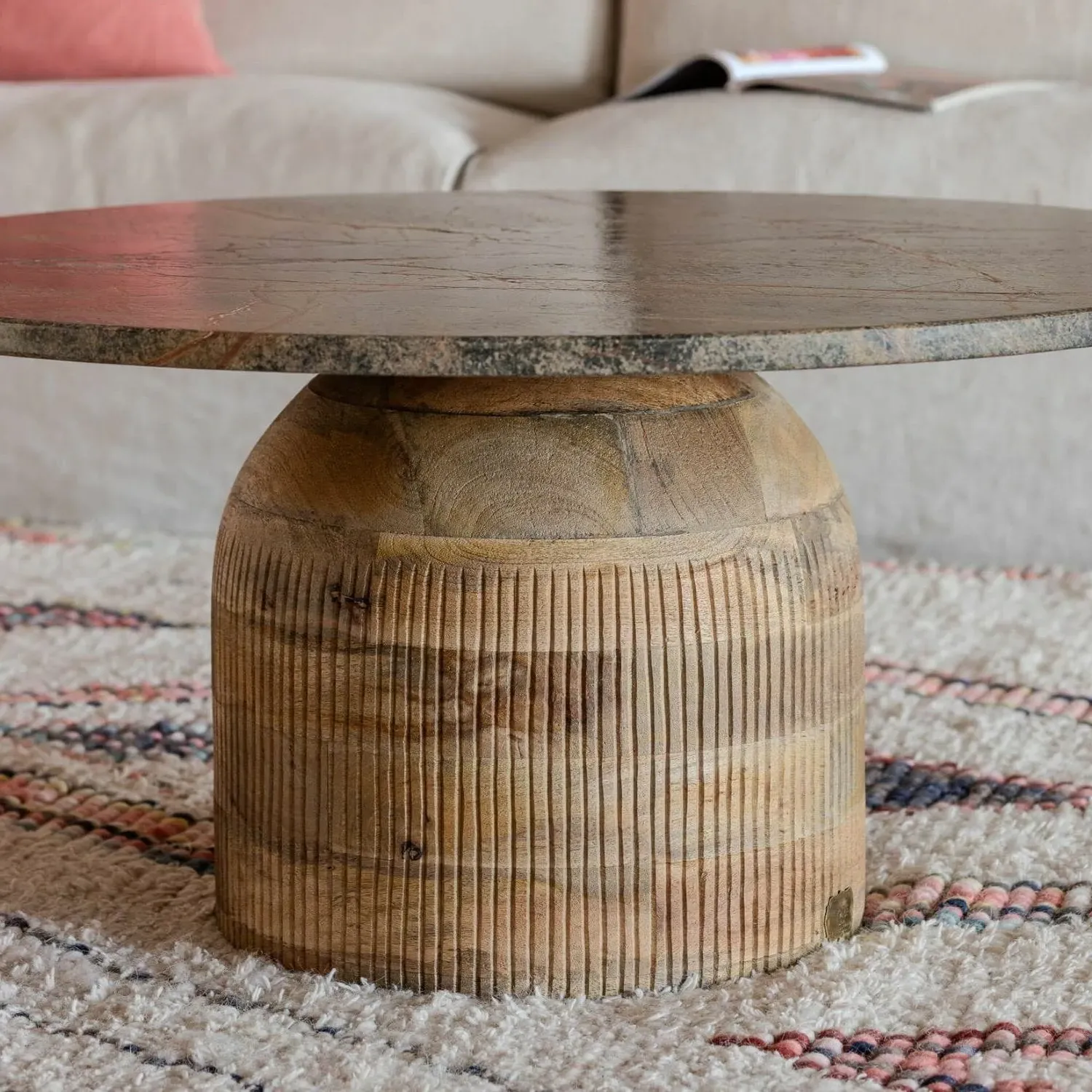 Alanna Round Coffee Table - Forest Brown, Mango Wood