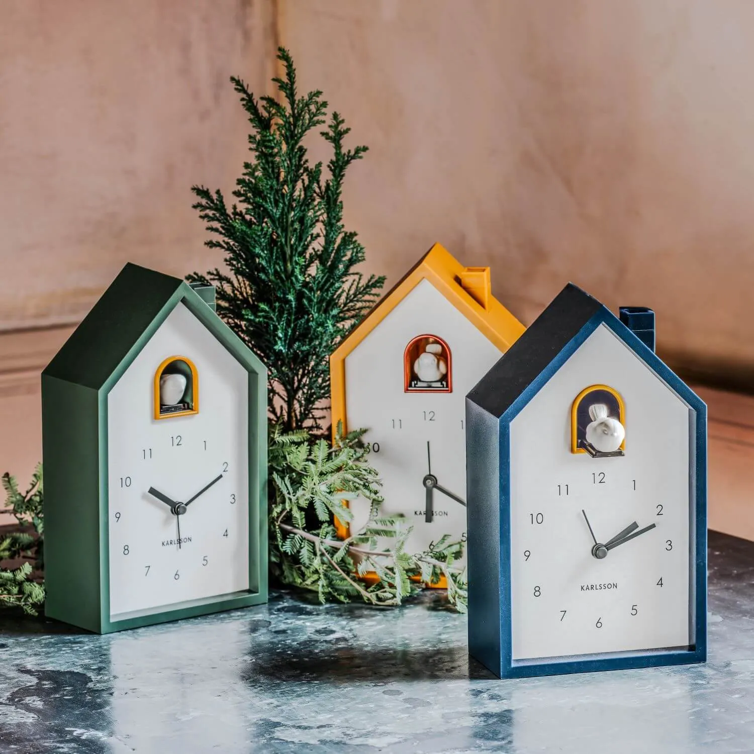 Alarm Cuckoo Clock - Green, Plastic