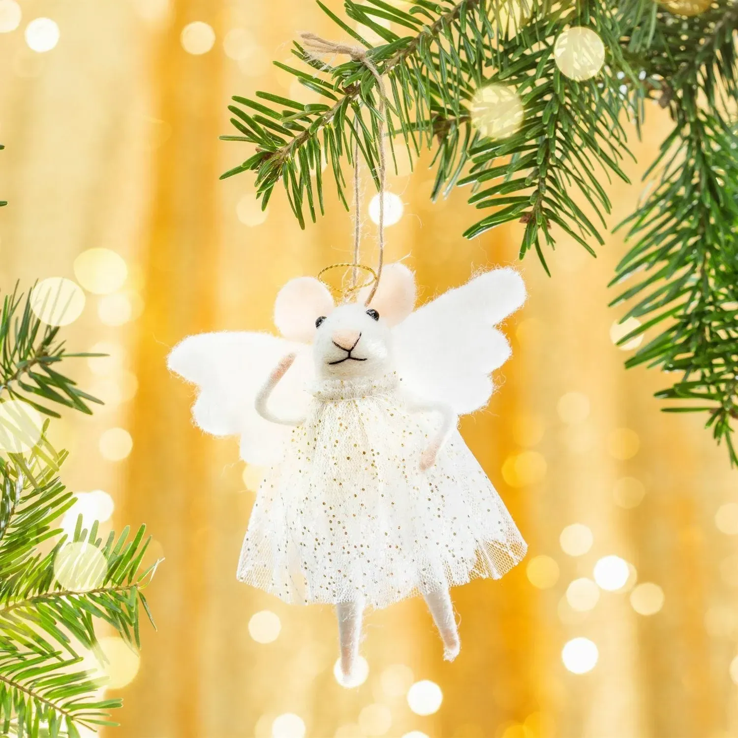 Alice Angel Mouse Tree Decoration - White